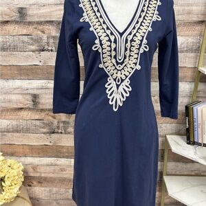 Lilly Pulitzer Navy & White Embroidered Tunic Small